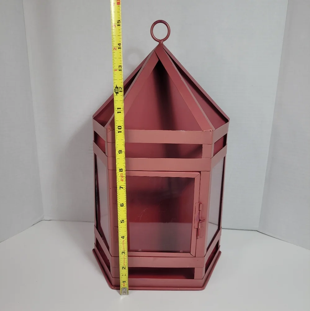 Charming Extra Large Metal and Glass Vintage Lantern Wall Sconce Rare